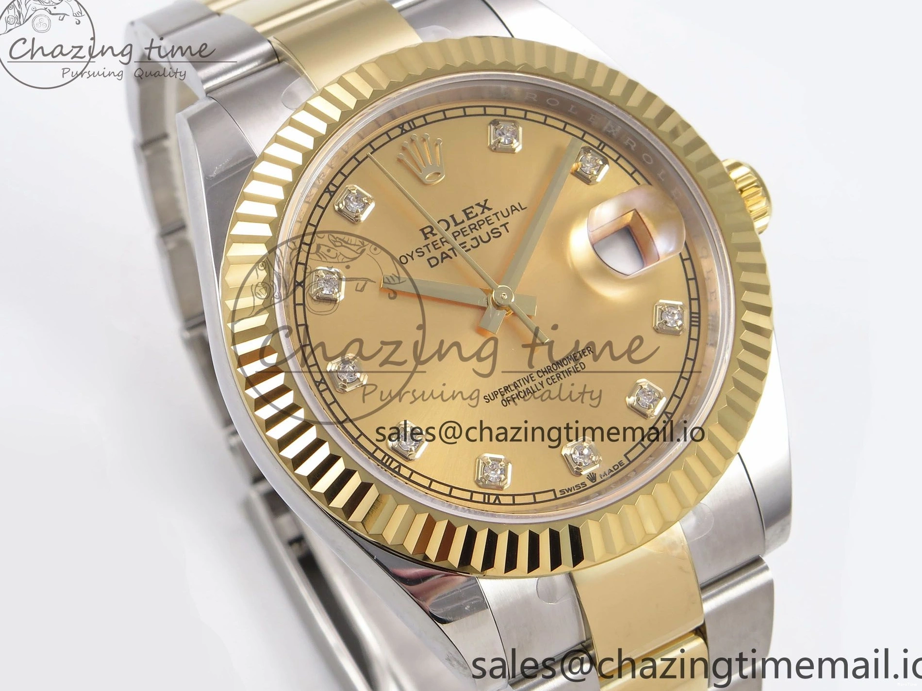 MiroTime 0514 DateJust 41 126333 EWEF Best Edition YG Diamonds Dial on SS YG Oyster Bracelet A Minimalist 973